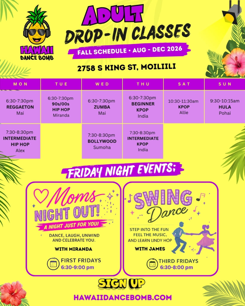 Drop-in Fall Schedule 2026