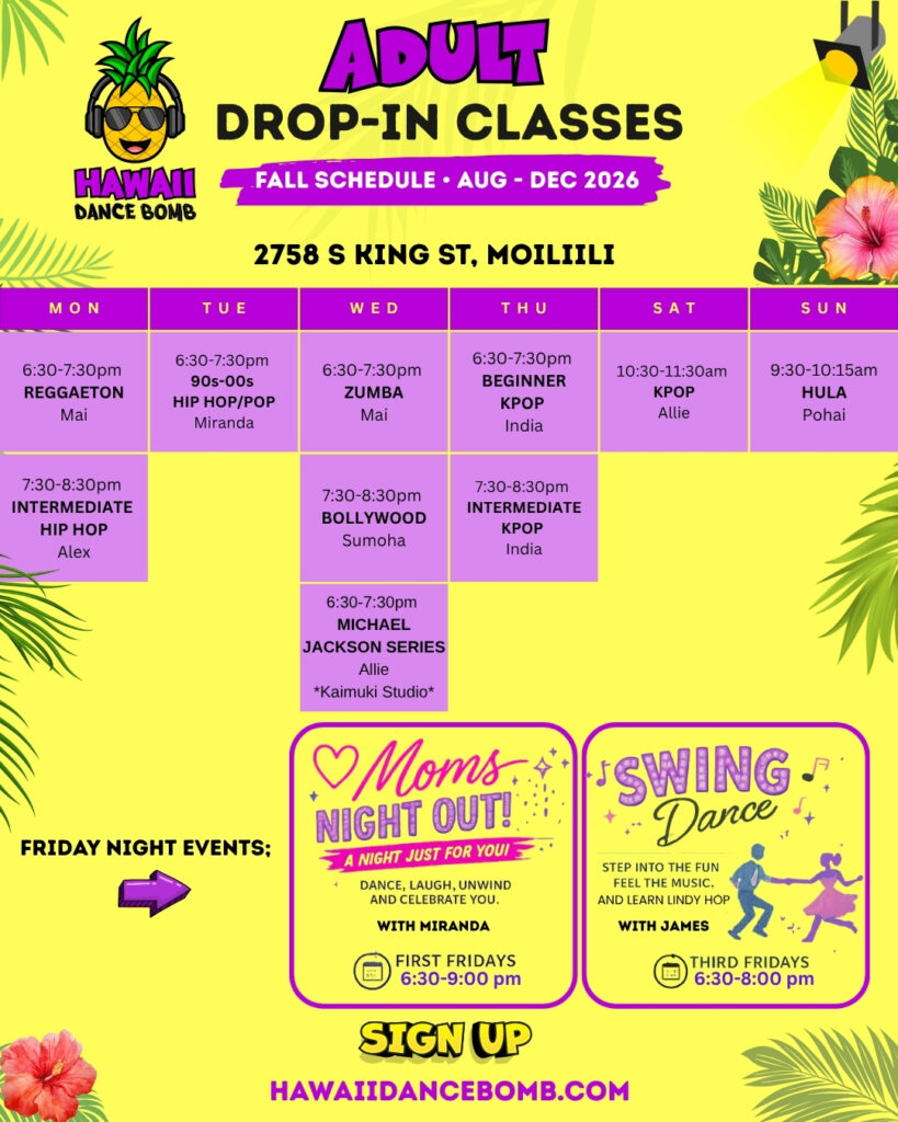 Drop-in Fall Schedule 2026
